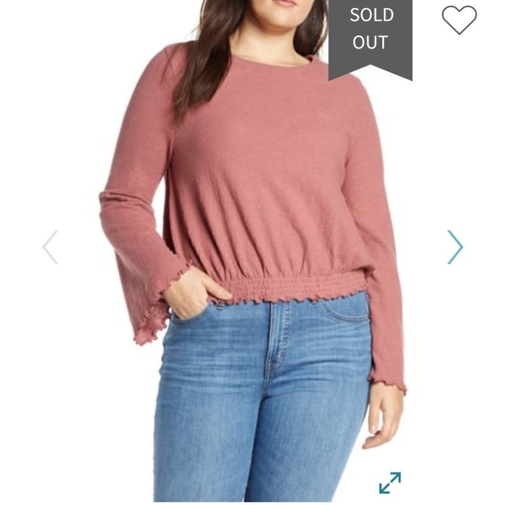 Madewell Texture & Thread Smocked Bell Sleeve Top